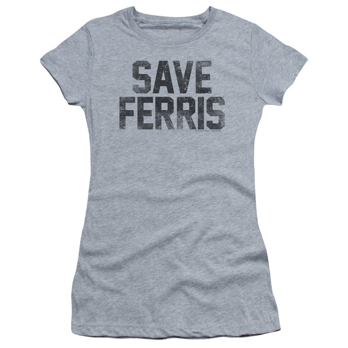 Ferris Buellers Day Off Save Ferris Junior Sheer Cap Sleeve Womens T Shirt Athletic Heather