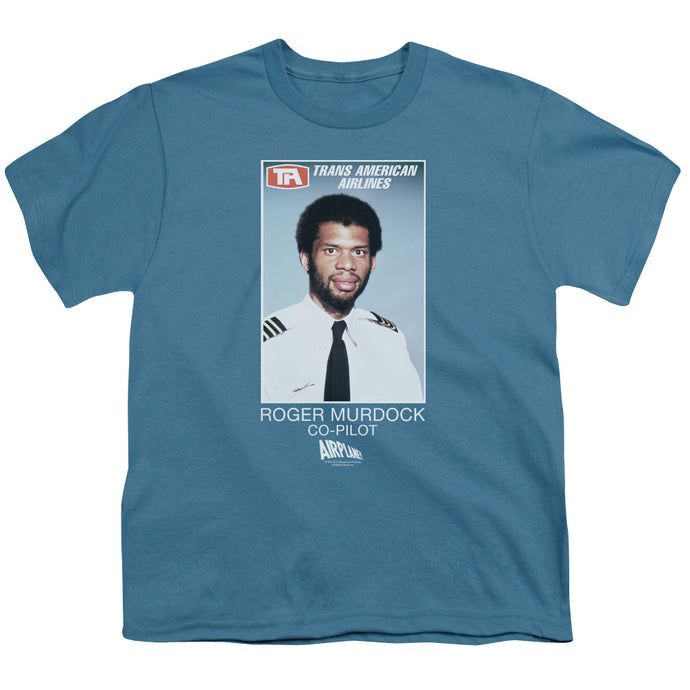 Airplane! Roger Murdock Kids Youth T Shirt Slate