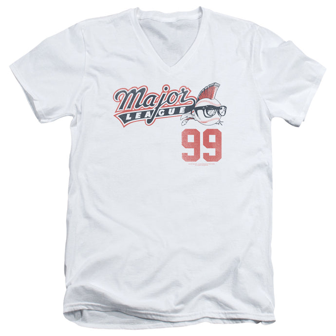 Major League 99 Mens Slim Fit V-Neck T Shirt White