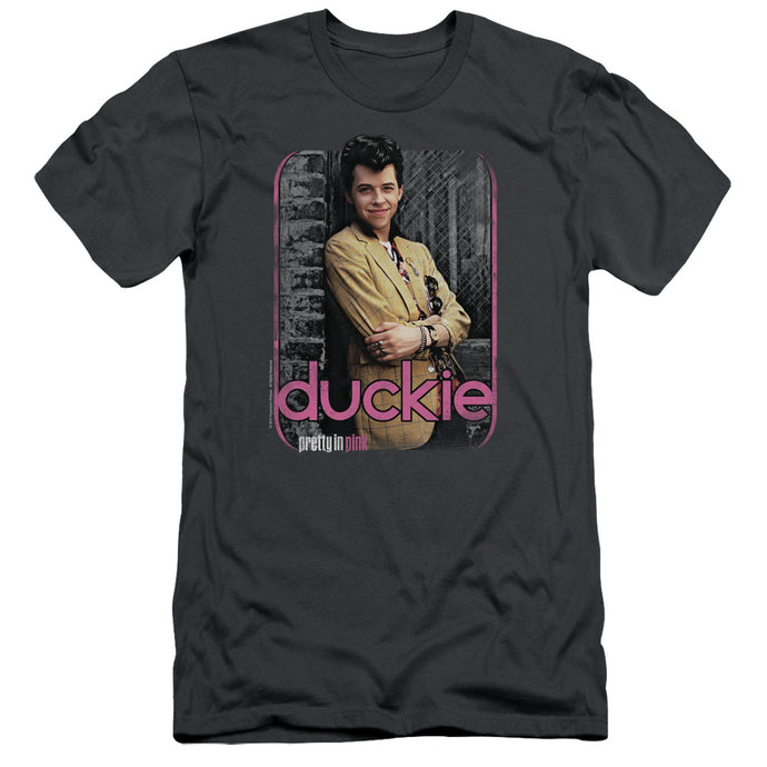 Pretty In Pink Just Duckie Slim Fit Mens T Shirt Charcoal