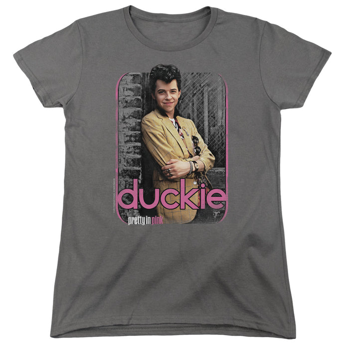 Pretty In Pink Just Duckie Womens T Shirt Charcoal