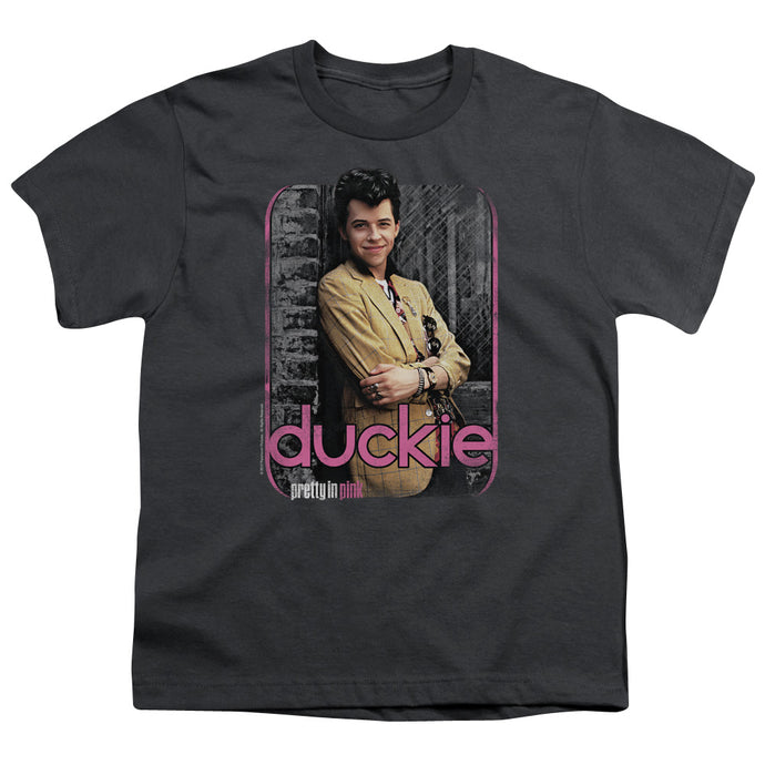 Pretty In Pink Just Duckie Kids Youth T Shirt Charcoal