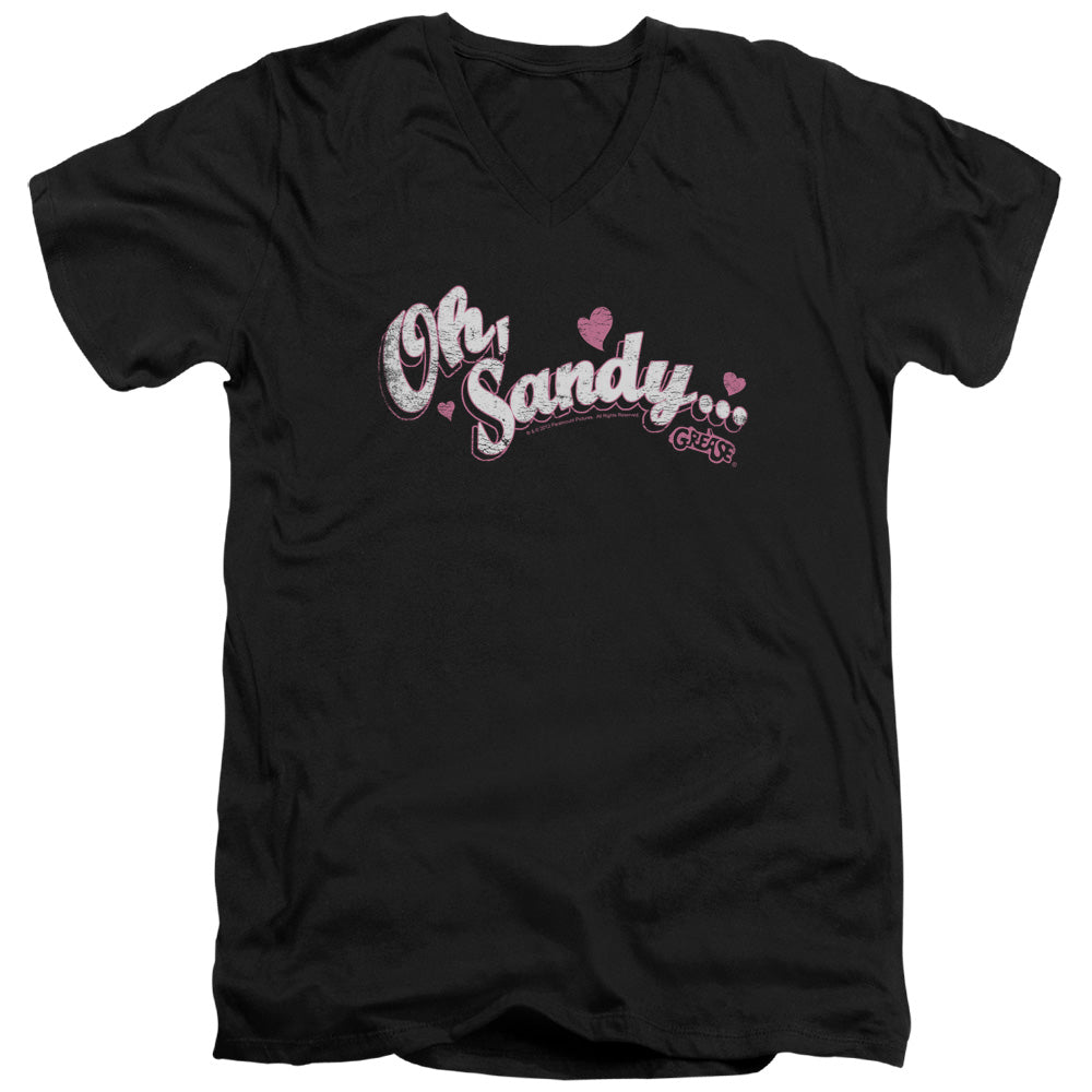 Grease Oh Sandy Mens Slim Fit V-Neck T Shirt Black