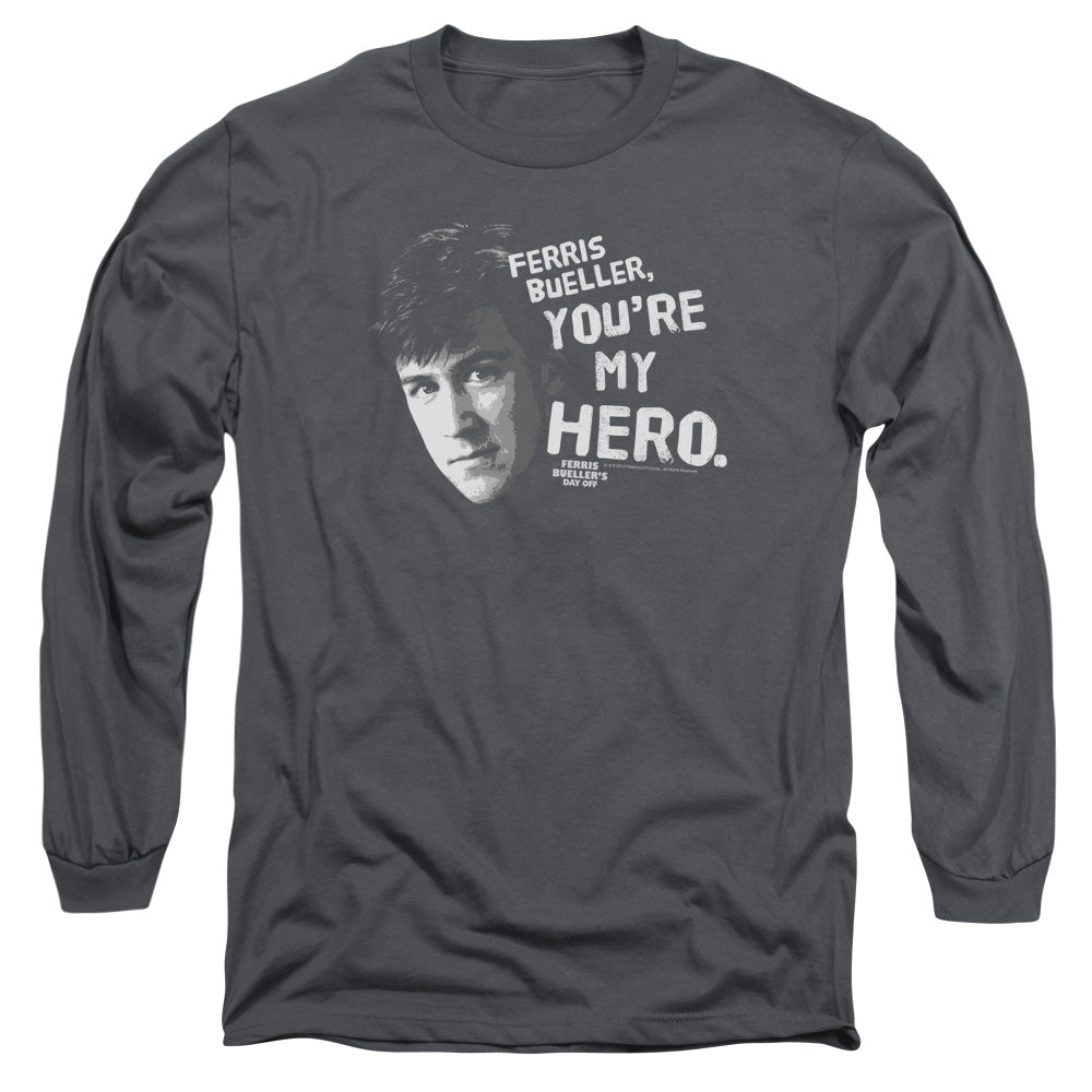 Ferris Buellers Day Off My Hero Mens Long Sleeve Shirt Charcoal