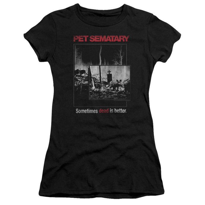 Pet Sematary Cat Poster Junior Sheer Cap Sleeve Womens T Shirt Black