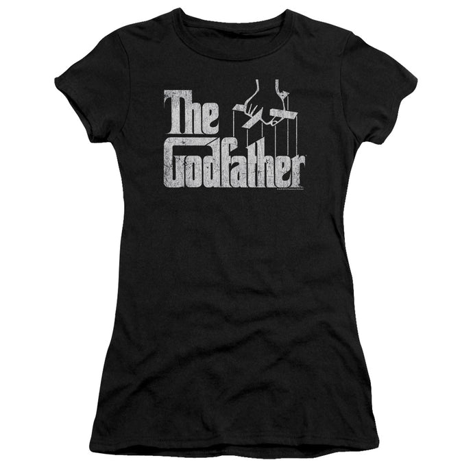 The Godfather Logo Junior Sheer Cap Sleeve Womens T Shirt Black