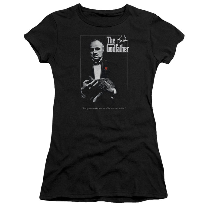 The Godfather Poster Junior Sheer Cap Sleeve Womens T Shirt Black