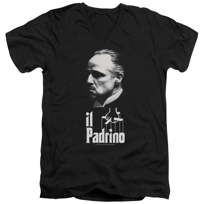 The Godfather II Padrino Mens Slim Fit V-Neck T Shirt Black