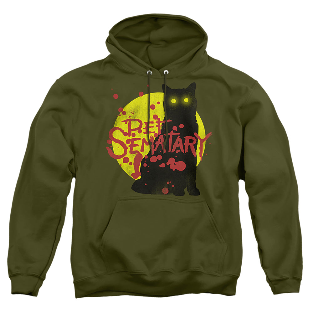 Pet Sematary Graphic Cat Mens Hoodie Military Green Officially Licensed