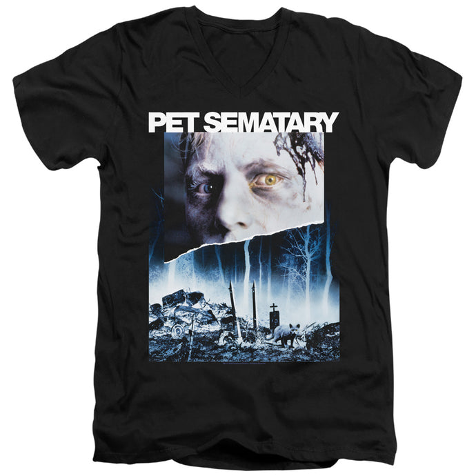 Pet Sematary Poster Art Mens Slim Fit V-Neck T Shirt Black