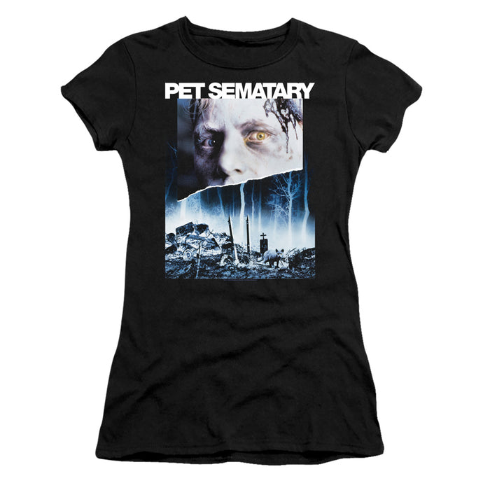 Pet Sematary Poster Art Junior Sheer Cap Sleeve Womens T Shirt Black