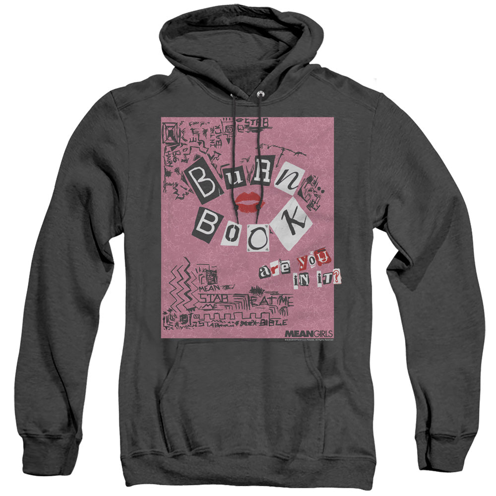 Mean Girls Burn Book Mens Heather Hoodie Black Officially Licensed