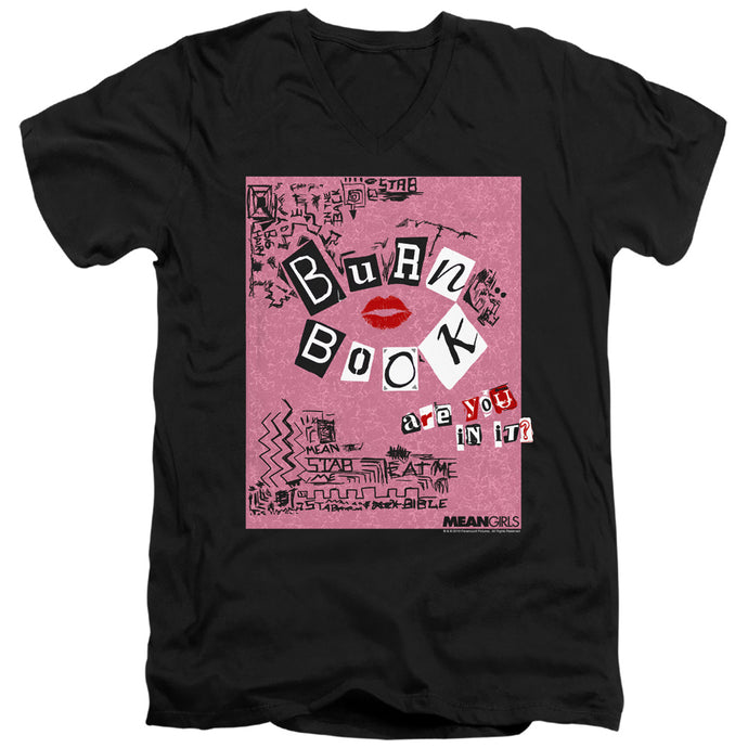 Mean Girls Burn Book Mens Slim Fit V-Neck T Shirt Black