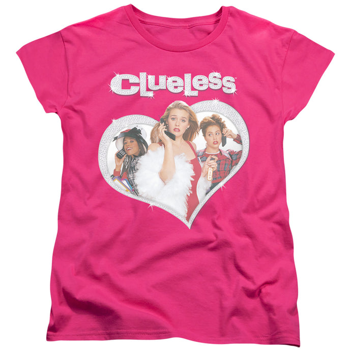 Clueless Clueless Heart Womens T Shirt Hot Pink