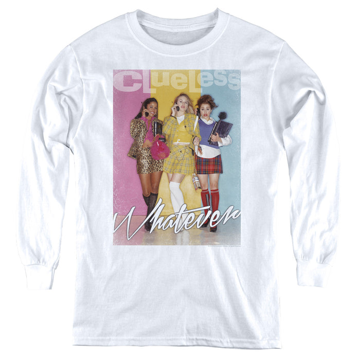 Clueless Whatever Long Sleeve Kids Youth T Shirt White