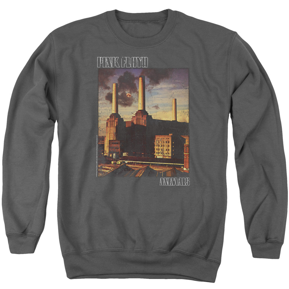 Pink Floyd Faded Animals Mens Crewneck Sweatshirt Charcoal