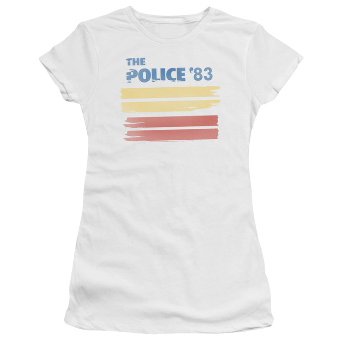 The Police 83 Junior Sheer Cap Sleeve Premium Bella Canvas Womens T Shirt White