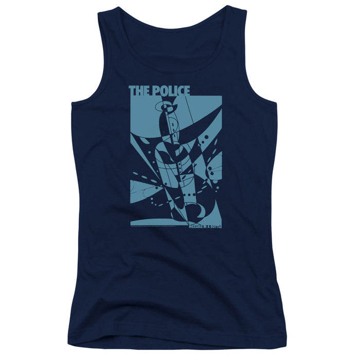 The Police Message In A Bottle Womens Tank Top Shirt Navy Blue
