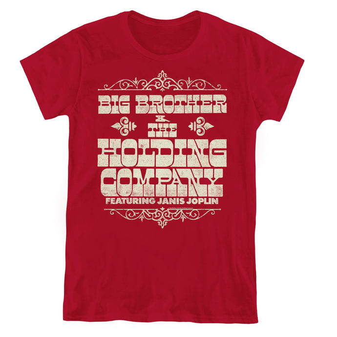 Big Brother And The Holding Company Fat Bottom Text Womens T Shirt Cardinal