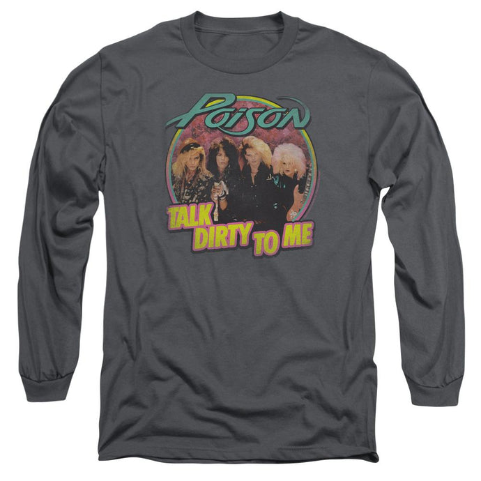 Poison Band Talk Dirty To Me Mens Long Sleeve Shirt Charcoal