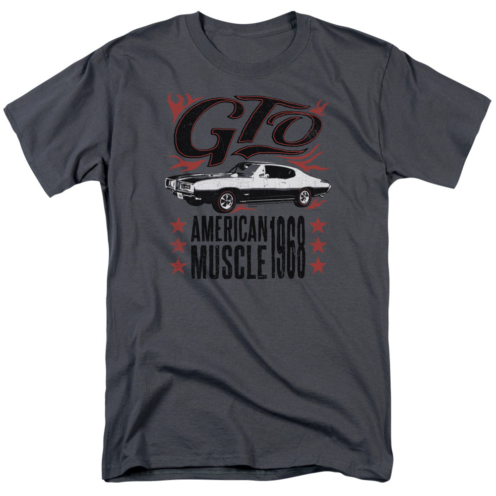 Pontiac Gto Flames Mens T Shirt Charcoal Officially Licensed