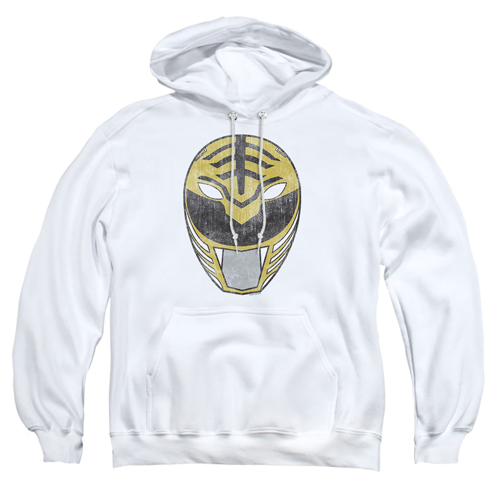 Power Rangers White Ranger Mask Mens Hoodie White Officially Licensed
