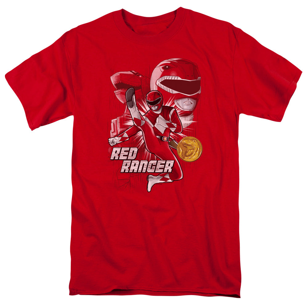 Power Rangers Red Ranger Mens T Shirt Red Officially Licensed