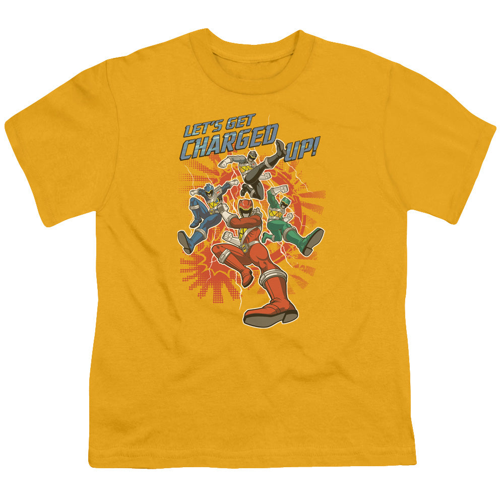 Power Rangers Charged Up Kids Youth T Shirt Gold