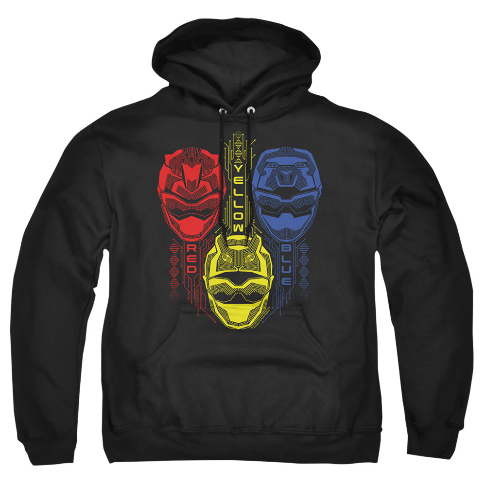 Power Rangers Red Yellow Blue Mens Hoodie Black Officially Licensed