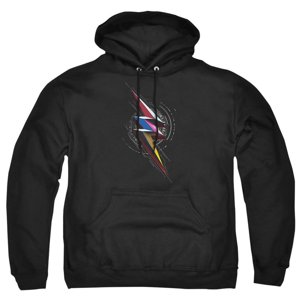 Power Rangers Bolt Sigil Mens Hoodie Black Officially Licensed