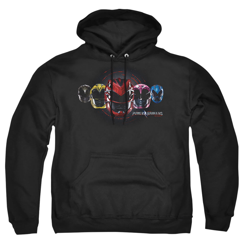Power Rangers Head Group Mens Hoodie Black Officially Licensed