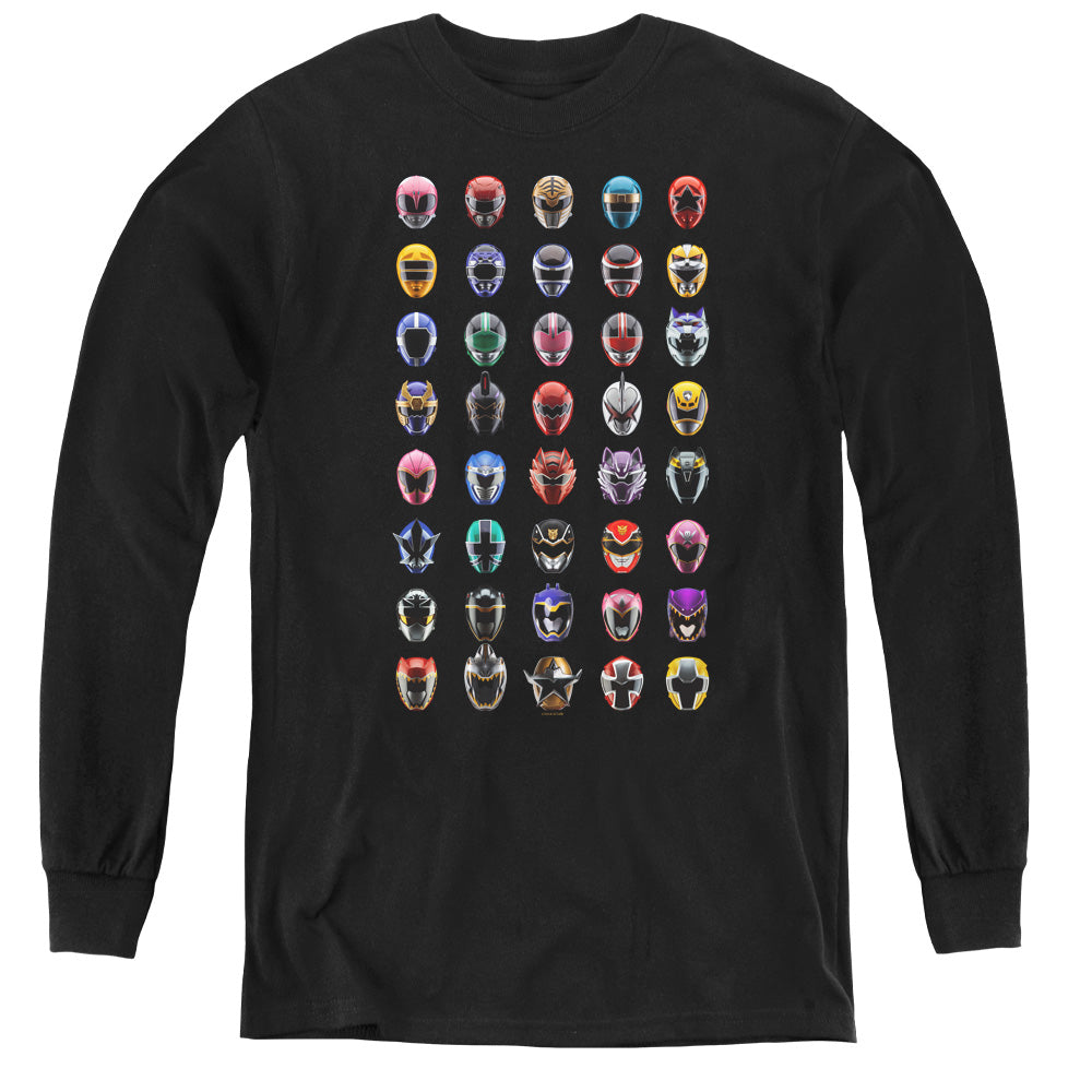 Power Rangers Visual Timeline Long Sleeve Kids Youth T Shirt Black
