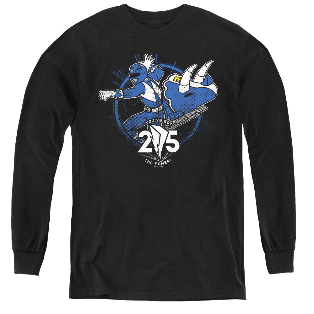 Power Rangers Blue 25 Long Sleeve Kids Youth T Shirt Black