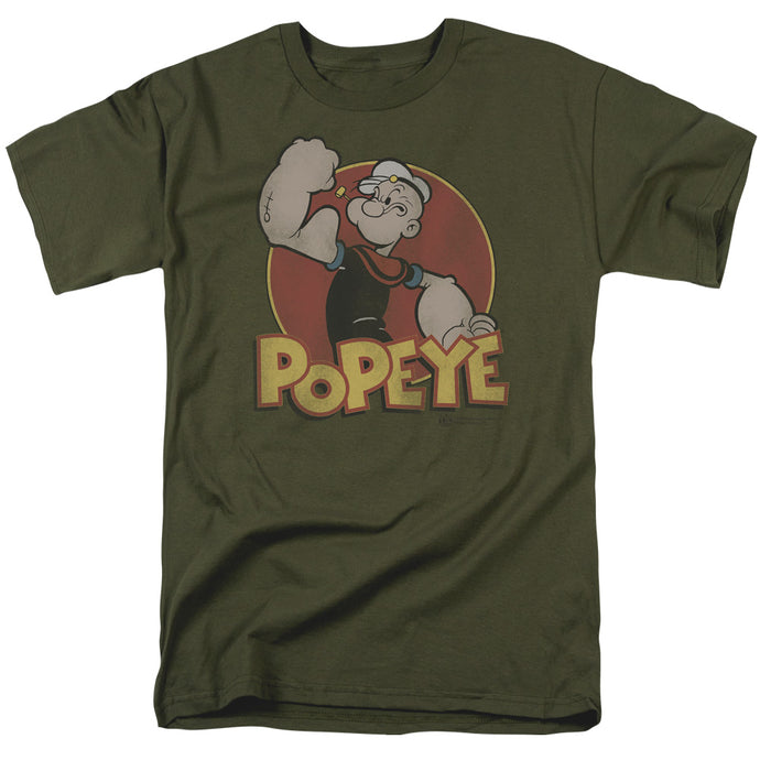 Popeye Retro Ring Mens T Shirt Military Green
