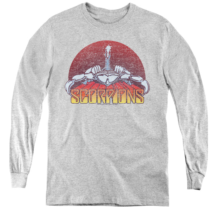 Scorpions Scorpions Color Logo Distressed Long Sleeve Kids Youth T Shirt Athletic Heather