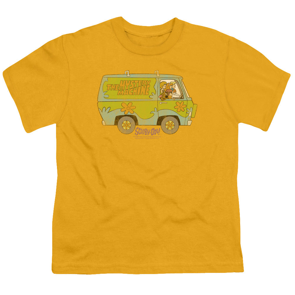 Scooby Doo The Mystery Machine Kids Youth T Shirt Gold