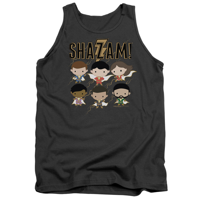 Shazam Movie Chibi Group Mens Tank Top Shirt Charcoal
