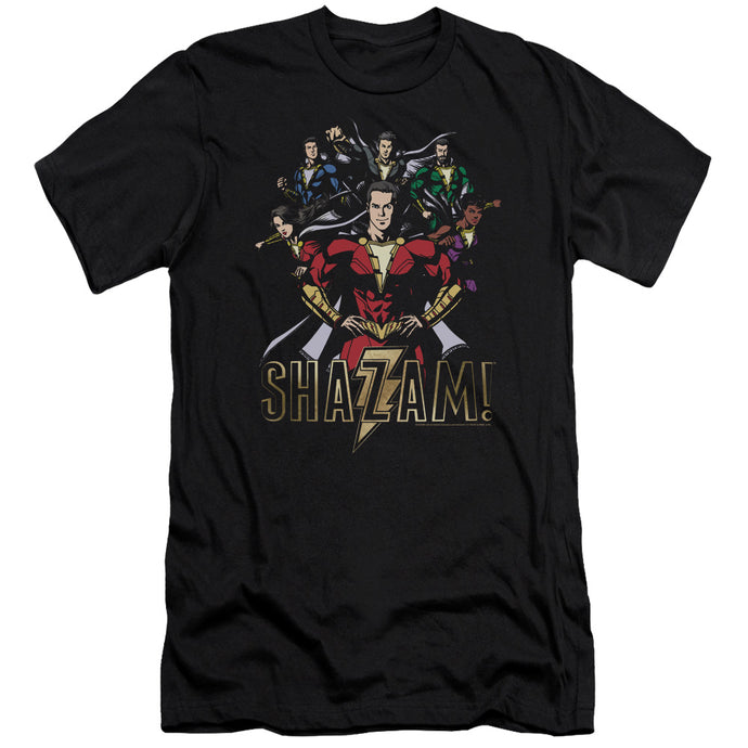 Shazam Movie Group Of Heroes Slim Fit Mens T Shirt Black