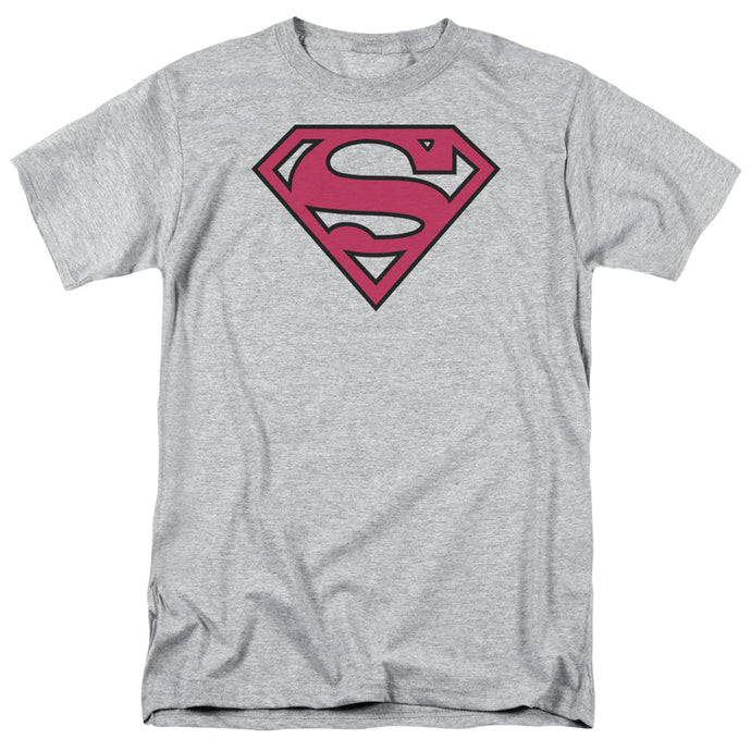 Superman Red & Black Shield Mens T Shirt Athletic Heather
