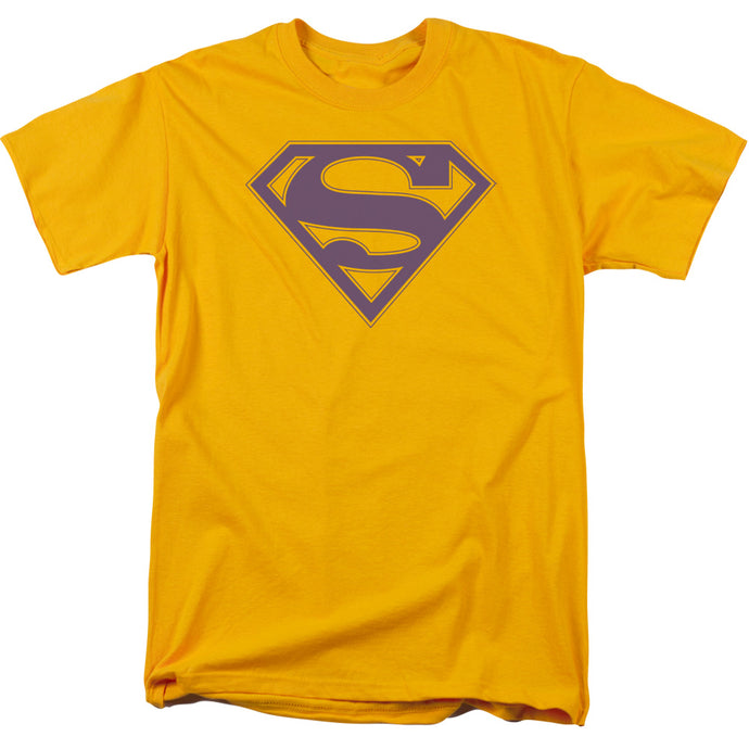 Superman Purple & Gold Shield Mens T Shirt Gold