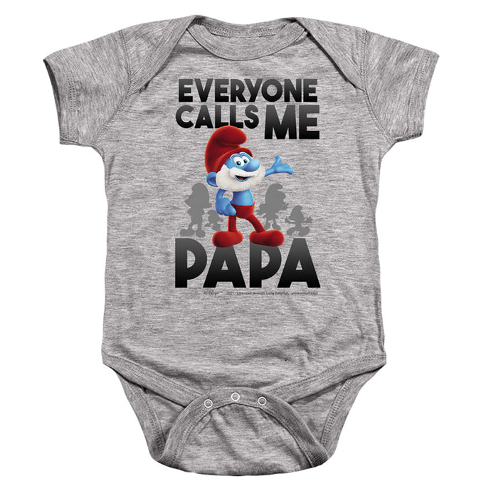 Smurfs Call Me Papa Smurf Infant Baby Snapsuit Athletic Heather