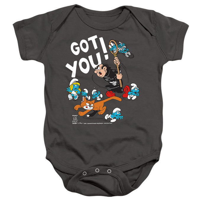 Smurfs Gargamel And Azrael Infant Baby Snapsuit Charcoal