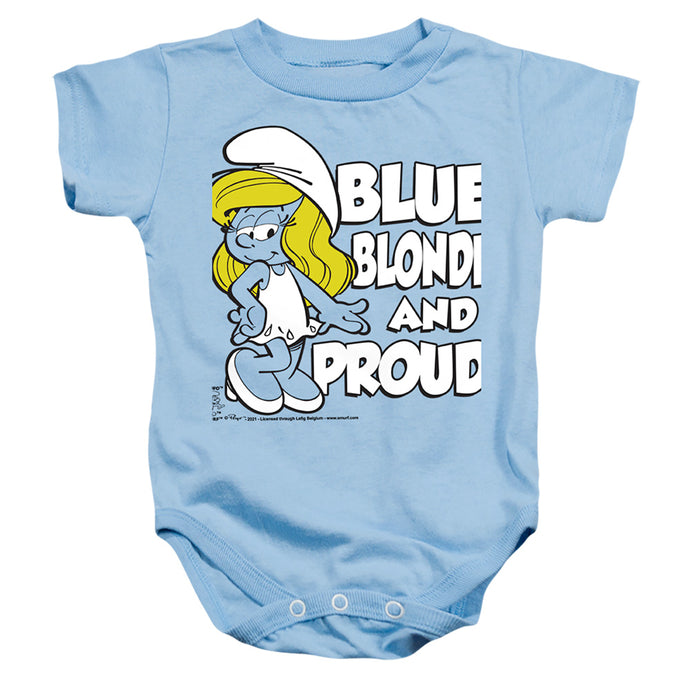 Smurfs Blue, Blonde And Proud Infant Baby Snapsuit Light Blue