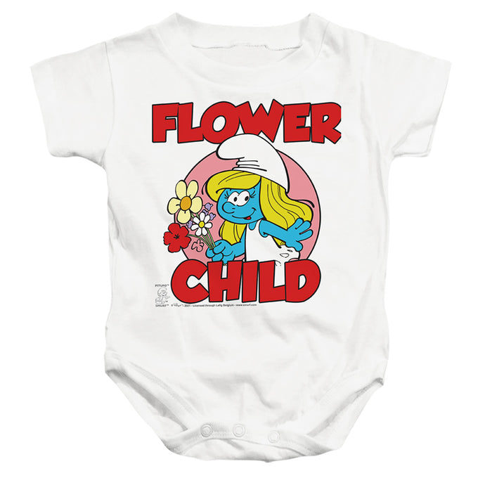 Smurfs Flower Child Infant Baby Snapsuit White