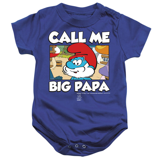 Smurfs Call Me Big Papa Infant Baby Snapsuit Royal Blue