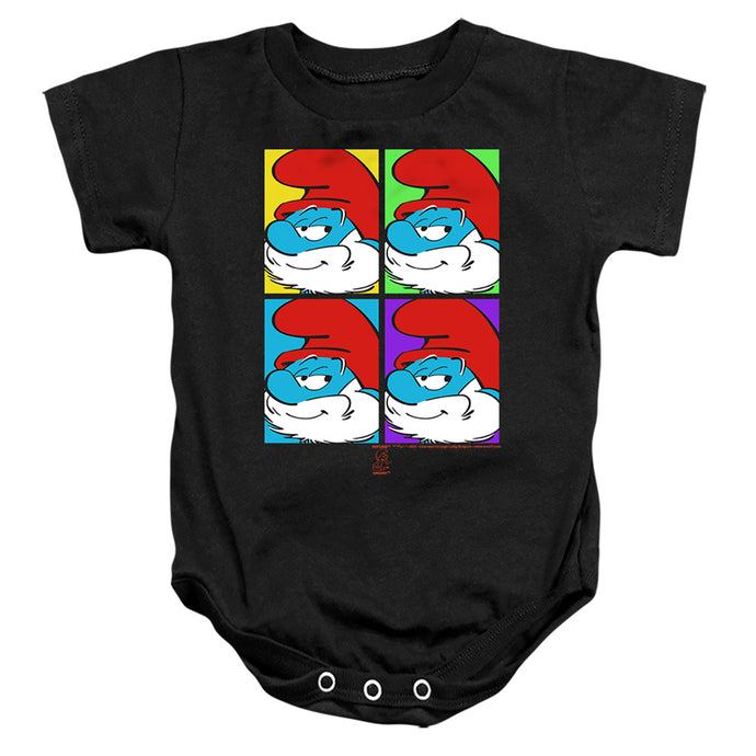Smurfs Tiles Infant Baby Snapsuit Black