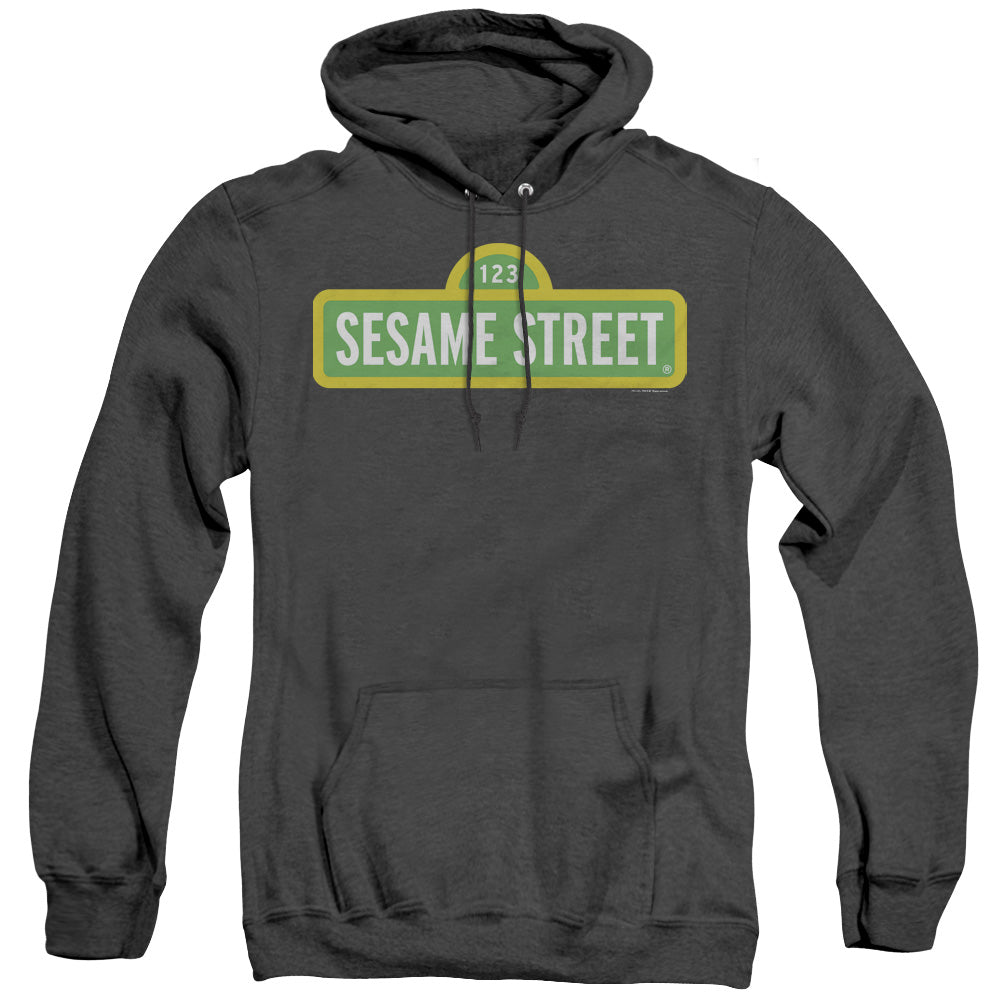 Sesame Street Logo Mens Heather Hoodie Black Officially Licensed