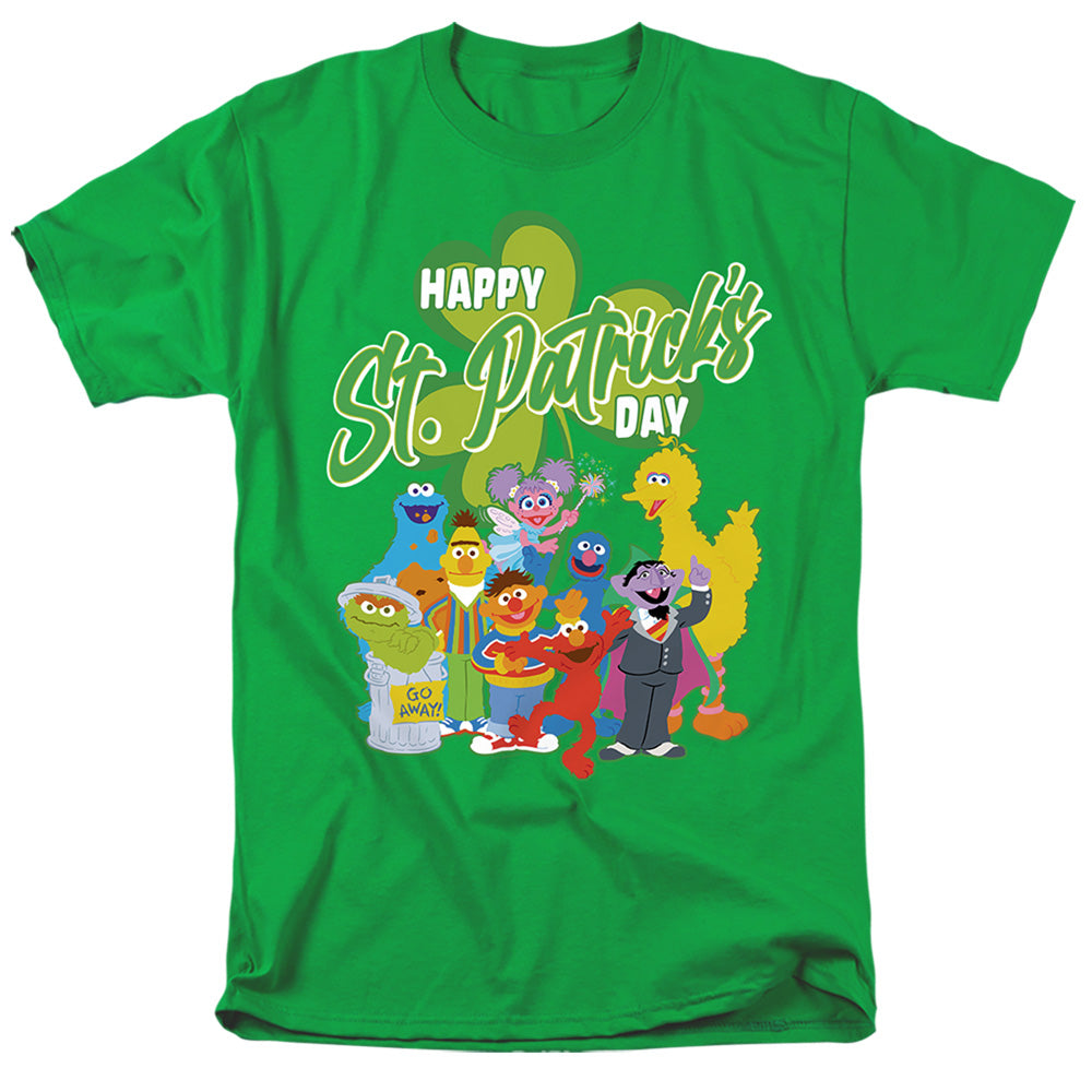Sesame Street St. Patricks Day Big Bird Elmo Cookie Monster Mens T Shirt Kelly Green Officially Licensed