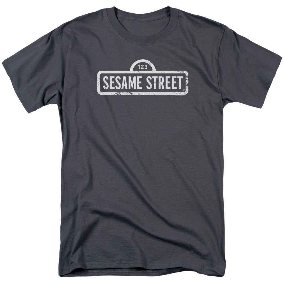 Sesame Street One Color Logo Mens T Shirt Charcoal Officially Licensed