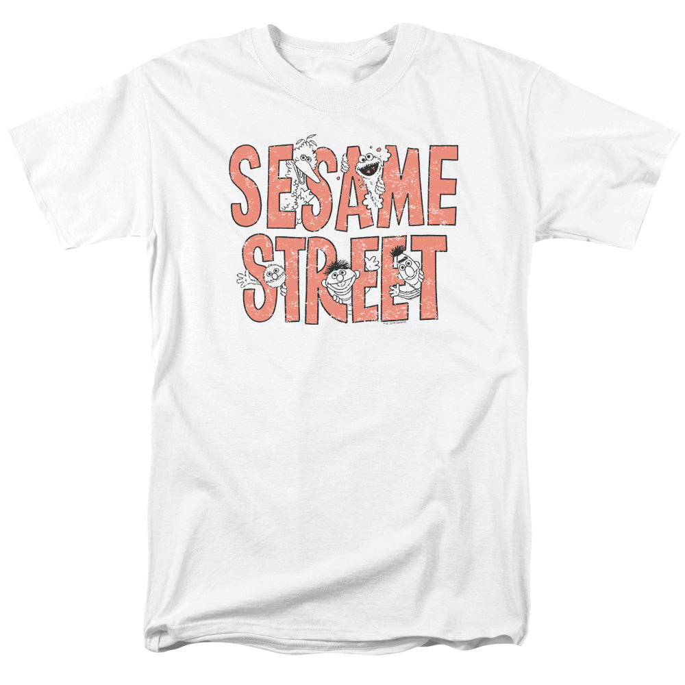 Sesame Street In Letters Mens T Shirt White Officially Licensed